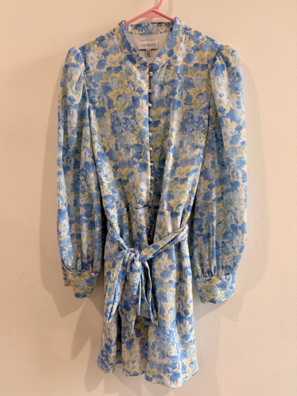 Lucy Paris Blue and Yellow Floral Midi Dress